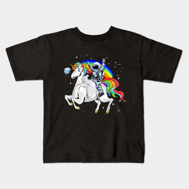 Astronaut Riding Unicorn Kids T-Shirt by Unique-Tshirt Design